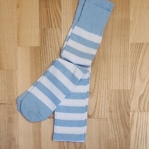 Blue Cotton Thigh High Socks